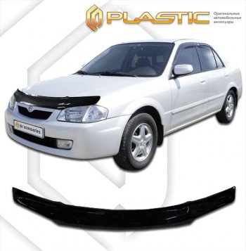 1 999 р. Дефлектор капота CA-Plastic  Mazda Familia  седан (1996-1999) BH рестайлинг (classic черный, без надписи)  с доставкой в г. Кемерово. Увеличить фотографию 1