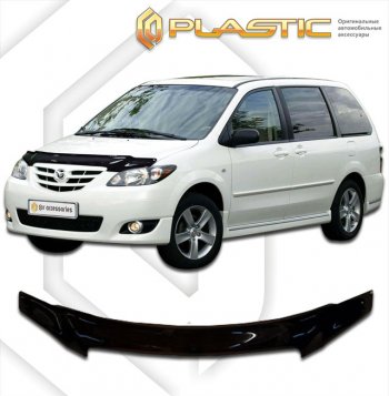 2 159 р.  Дефлектор капота CA-Plastic  Mazda MPV  LW (2003-2006) 2-ой рестайлинг (cерия Сlassic черный, без надписи)  с доставкой в г. Кемерово. Увеличить фотографию 1