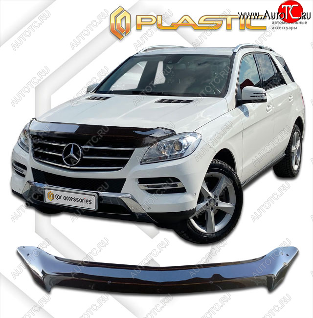 2 379 р. Дефлектор капота CA-Plastic  Mercedes-Benz ML class  W166 (2011-2015) (classic черный, без надписи)  с доставкой в г. Кемерово