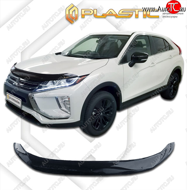 2 199 р. Дефлектор капота CA-Plastic  Mitsubishi Eclipse Cross  GK (2017-2021) дорестайлинг (cерия Сlassic черный, без надписи)  с доставкой в г. Кемерово