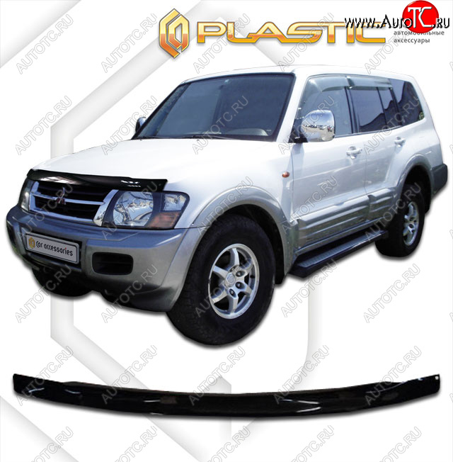 2 199 р. Дефлектор капота CA-Plastic  Mitsubishi Pajero  3 V60 (2003-2006) рестайлинг (cерия Сlassic черный, без надписи)  с доставкой в г. Кемерово