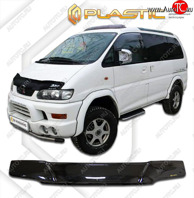 2 159 р. Дефлектор капота CA-Plastic  Mitsubishi Space Gear (1997-2007)  рестайлинг (classic черный, без надписи)  с доставкой в г. Кемерово