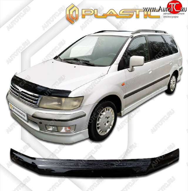 1 999 р. Дефлектор капота CA-Plastic  Mitsubishi Space Wagon  N94W (1998-2005) (classic черный, без надписи)  с доставкой в г. Кемерово