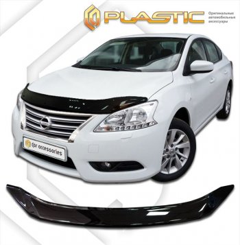 2 079 р. Дефлектор капота CA-Plastic  Nissan Bluebird Sylphy  седан (2012-2025) NB17 (classic черный, без надписи)  с доставкой в г. Кемерово. Увеличить фотографию 1