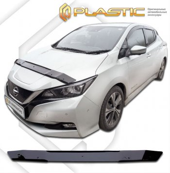 1 839 р. Дефлектор капота CA-Plastic  Nissan Leaf  2 (ZE1) (2017-2025) (classic черный, без надписи)  с доставкой в г. Кемерово. Увеличить фотографию 1