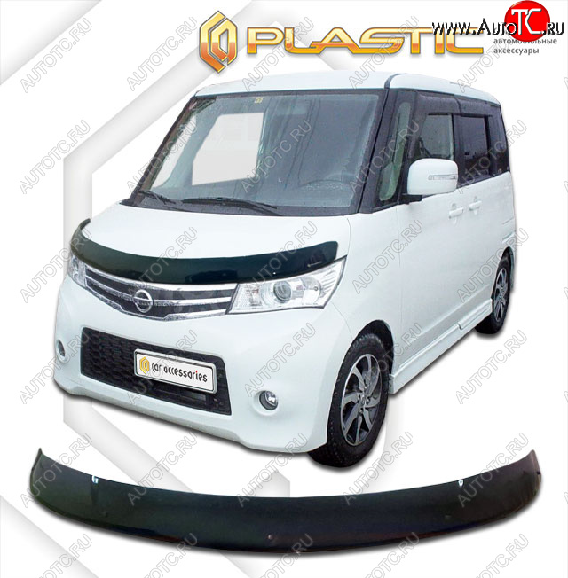 1 999 р. Дефлектор капота (highway star) CA-Plastic Nissan Roox ML21S (2009-2013) (classic черный, без надписи)  с доставкой в г. Кемерово