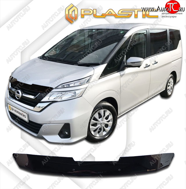 1 839 р. Дефлектор капота CA-Plastic  Nissan Serena  C27 (2016-2019) минивэн дорестайлинг (classic черный, без надписи)  с доставкой в г. Кемерово