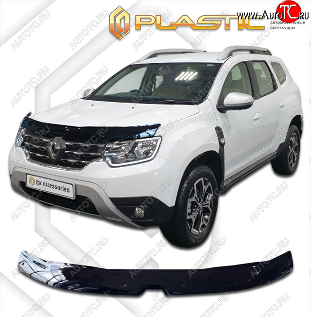 2 099 р. Дефлектор капота CA-Plastic  Renault Duster  HM (2021-2024) рестайлинг (classic черный, без надписи)  с доставкой в г. Кемерово