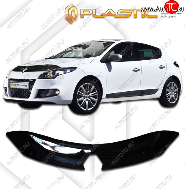 1 999 р. Дефлектор капота CA-Plastic Renault Megane купе 3 дв. дорестайлинг (2008-2012) (classic черный, без надписи)  с доставкой в г. Кемерово