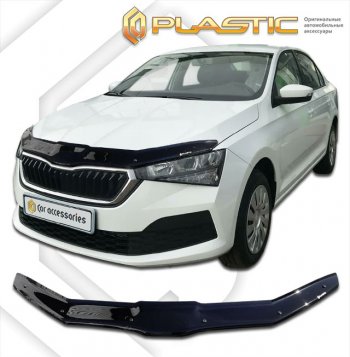 2 199 р. Дефлектор капота CA-Plastic  Skoda Rapid  MK2 (2019-2025) (classic черный, без надписи)  с доставкой в г. Кемерово. Увеличить фотографию 1