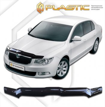 1 899 р. Дефлектор капота CA-Plastic  Skoda Superb  B6 (3T) (2008-2013) лифтбэк дорестайлинг (classic черный, без надписи)  с доставкой в г. Кемерово. Увеличить фотографию 1