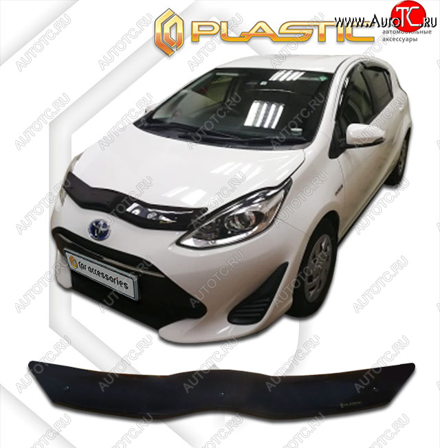 1 839 р. Дефлектор капота CA-Plastic Toyota Aqua P10 2-ой рестайлинг (2017-2021) (classic черный, без надписи)  с доставкой в г. Кемерово