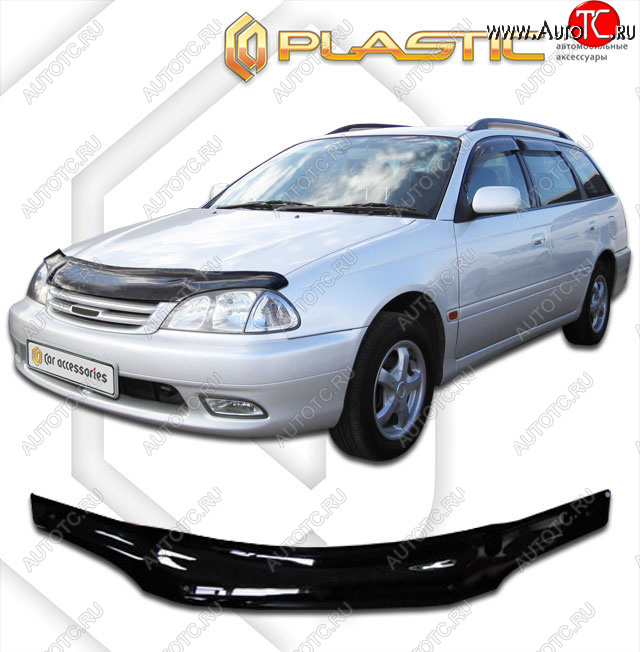 1 999 р. Дефлектор капота CA-Plastic  Toyota Avensis  T220 седан (2000-2003) рестайлинг (classic черный, без надписи)  с доставкой в г. Кемерово