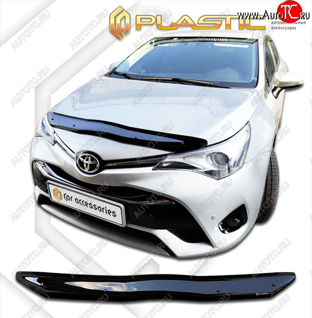 1 839 р. Дефлектор капота CA-Plastic Toyota Avensis T270 седан 2-ой рестайлинг (2015-2018) (classic черный, без надписи)  с доставкой в г. Кемерово