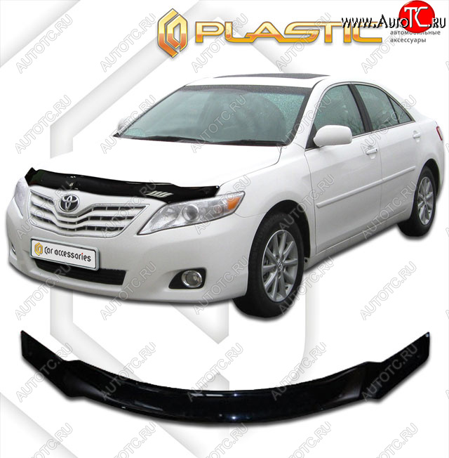 2 199 р. Дефлектор капота CA-Plastic  Toyota Camry  XV40 (2006-2008) дорестайлинг (classic черный, без надписи)  с доставкой в г. Кемерово