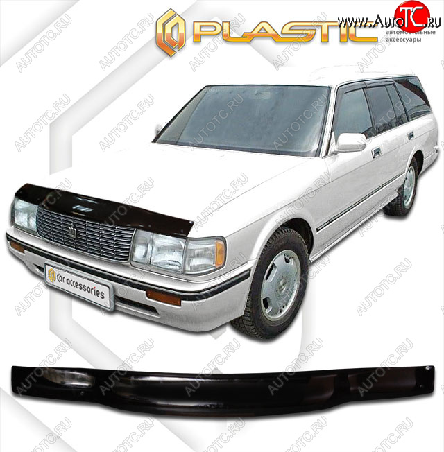 2 159 р. Дефлектор капота CA-Plastic  Toyota Crown  S130 (1991-1999) универсал 2-ой рестайлинг (classic черный, без надписи)  с доставкой в г. Кемерово
