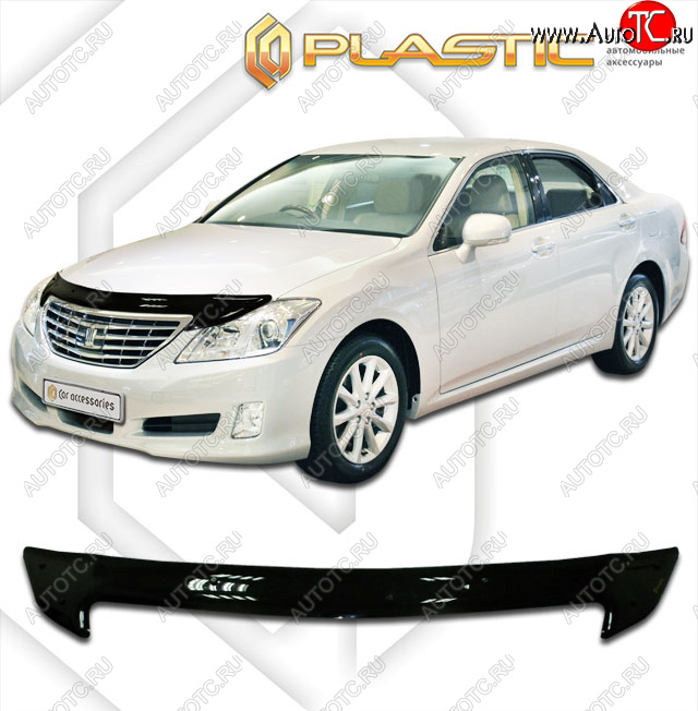 2 159 р. Дефлектор капота CA-Plastic  Toyota Crown  S200 (2008-2012) дорестайлинг, рестайлинг (classic черный, без надписи)  с доставкой в г. Кемерово