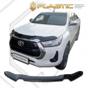 2 079 р. Дефлектор капота CA-Plastic  Toyota Hilux  AN120 (2020-2025) 2-ой рестайлинг (classic черный, без надписи)  с доставкой в г. Кемерово. Увеличить фотографию 1