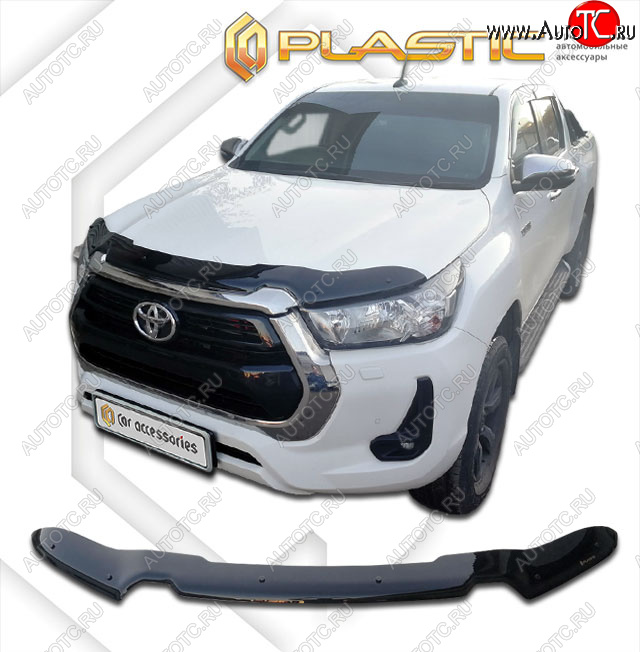 2 079 р. Дефлектор капота CA-Plastic  Toyota Hilux  AN120 (2020-2025) 2-ой рестайлинг (classic черный, без надписи)  с доставкой в г. Кемерово