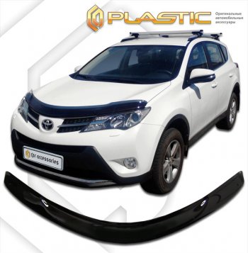 2 099 р. Дефлектор капота CA-Plastic  Toyota RAV4  XA40 (2012-2015) 5 дв. дорестайлинг (classic черный, без надписи)  с доставкой в г. Кемерово. Увеличить фотографию 1