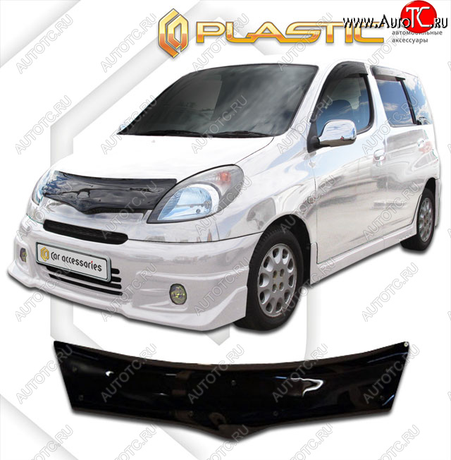 2 159 р. Дефлектор капота CA-Plastic  Toyota Yaris Verso  XP20 (1999-2006) дорестайлинг, рестайлинг (classic черный, без надписи)  с доставкой в г. Кемерово