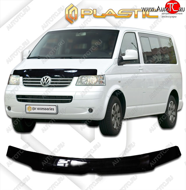2 079 р. Дефлектор капота CA-Plastic Volkswagen Multivan T5  дорестайлинг (2003-2009) (classic черный, без надписи)  с доставкой в г. Кемерово