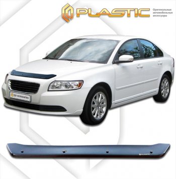 1 839 р. Дефлектор капота CA-Plastic  Volvo S40  MS седан (2004-2012) дорестайлинг, рестайлинг (classic черный, без надписи)  с доставкой в г. Кемерово. Увеличить фотографию 1