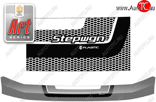 2 479 р. Дефлектор капота CA-Plastic  Honda StepWagon  RF3,RF4 (2003-2005) минивэн рестайлинг (серия ART белая)  с доставкой в г. Кемерово