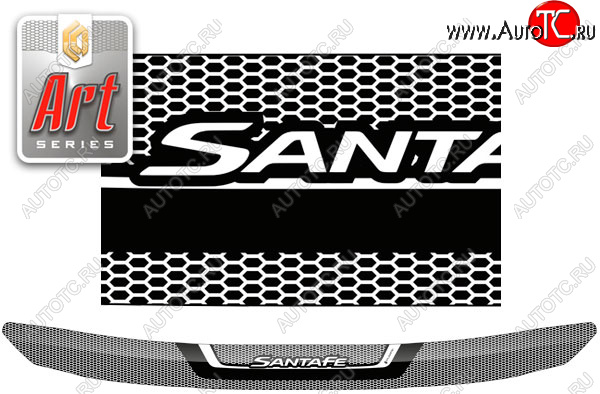 2 299 р. Дефлектор капота CA-Plastic  Hyundai Santa Fe  TM (2018-2022) дорестайлинг, рестайлинг (серия ART белая)  с доставкой в г. Кемерово