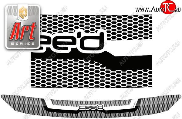 2 199 р. Дефлектор капота CA-Plastic  KIA Ceed  3 CD (2018-2025) хэтчбэк (серия ART белая)  с доставкой в г. Кемерово