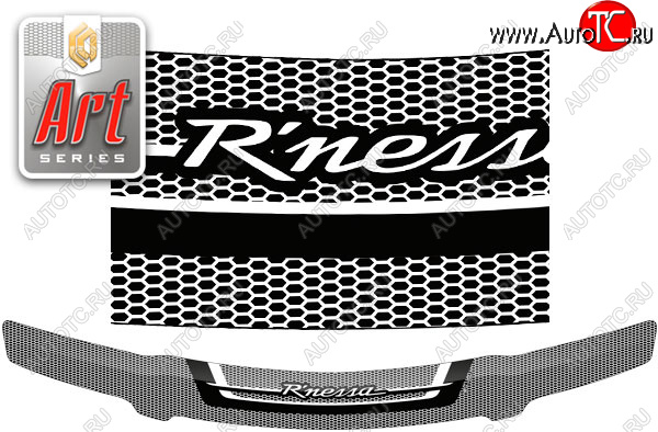 2 399 р. Дефлектор капота CA-Plastic  Nissan Rnessa (1997-2001) (серия ART белая)  с доставкой в г. Кемерово