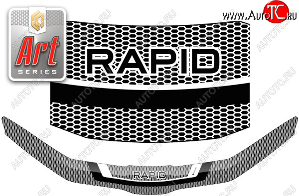 2 479 р. Дефлектор капот CA-Plastic  Skoda Rapid  MK2 (2019-2025) (серия ART белая)  с доставкой в г. Кемерово