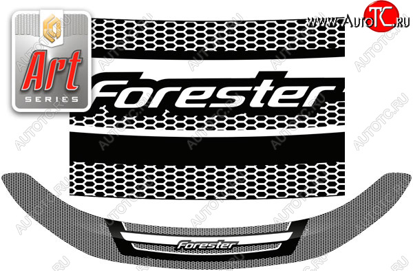 2 479 р. Дефлектор капот CA-Plastic  Subaru Forester  SH (2008-2013) (серия ART белая)  с доставкой в г. Кемерово