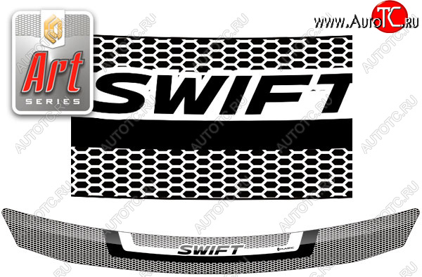 2 199 р. Дефлектор капот CA-Plastic  Suzuki Swift  ZC33S,ZC83S, ZC43S, ZC53S, ZD53S (2016-2025) (серия ART белая)  с доставкой в г. Кемерово