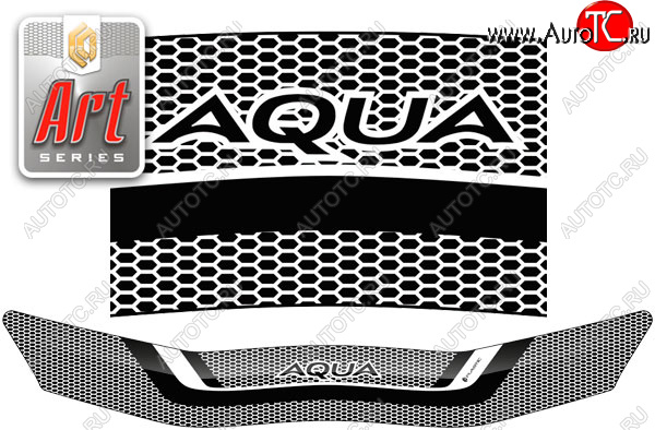 2 199 р. Дефлектор капот CA-Plastic  Toyota Aqua  P10 (2017-2021) 2-ой рестайлинг (серия ART белая)  с доставкой в г. Кемерово