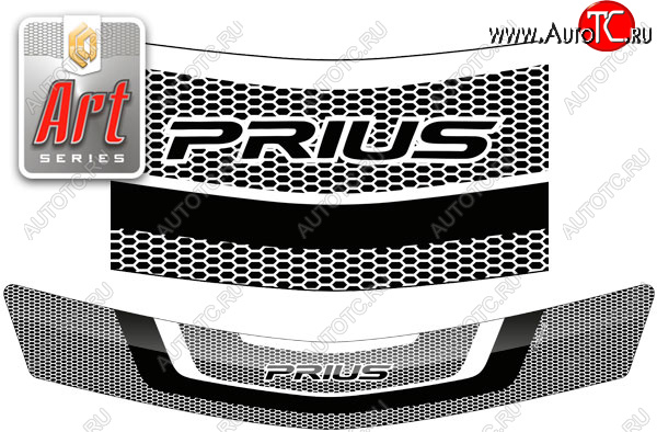 2 299 р. Дефлектор капота (правый руль) CA-Plastic  Toyota Prius  XW20 (2003-2011) дорестайлинг, рестайлинг (серия ART белая)  с доставкой в г. Кемерово