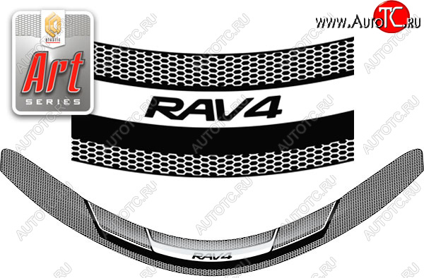 2 399 р. Дефлектор капота CA-Plastic  Toyota RAV4  XA40 (2012-2015) 5 дв. дорестайлинг (серия ART белая)  с доставкой в г. Кемерово