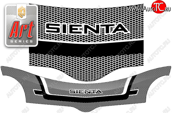 2 599 р. Дефлектор капота CA-Plastic  Toyota Sienta  NCP80 (2003-2015) дорестайлинг, 1-ое пополение 1-ый рестайлинг, 2-ой рестайлинг (серия ART белая)  с доставкой в г. Кемерово