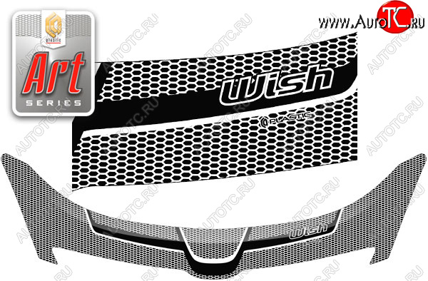 2 479 р. Дефлектор капота CA-Plastic  Toyota Wish  XE10 (2003-2005) дорестайлинг (серия ART белая)  с доставкой в г. Кемерово