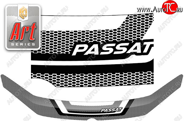 2 559 р. Дефлектор капота CA-Plastic  Volkswagen Passat  B7 (2010-2015) седан (серия ART белая)  с доставкой в г. Кемерово