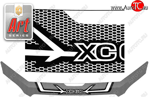 2 559 р. Дефлектор капота CA-Plastic  Volvo XC60 (2017-2022) (серия ART белая)  с доставкой в г. Кемерово