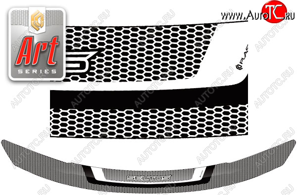 2 299 р. Дефлектор капота CA-Plastic  KIA Seltos (2019-2025) (Серия Art черная)  с доставкой в г. Кемерово