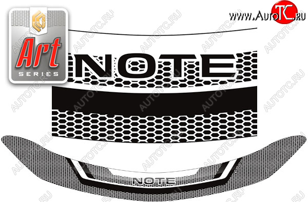 2 299 р. Дефлектор капота CA-Plastic  Nissan Note  2 (2012-2020) E12 дорестайлинг, E12 рестайлинг (Серия Art черная)  с доставкой в г. Кемерово