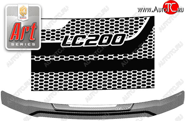 2 399 р. Дефлектор капота CA-Plastic  Toyota Land Cruiser  200 (2007-2012) дорестайлинг (Серия Art черная)  с доставкой в г. Кемерово