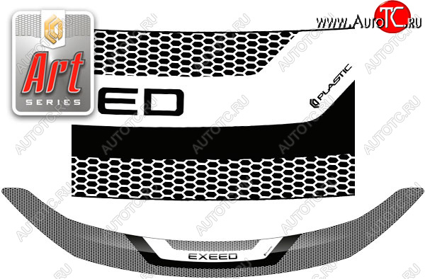 2 399 р. Дефлектор капота CA-Plastic  EXEED TXL (2020-2025)  дорестайлинг, 1-ый рестайлинг (серия ART графит)  с доставкой в г. Кемерово
