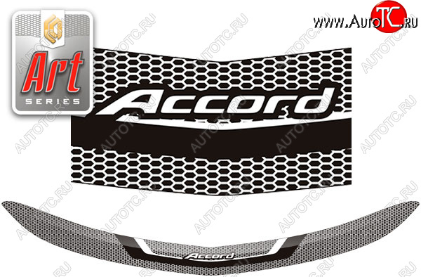 2 299 р. Дефлектор капота CA-Plastic  Honda Accord  8 CU (2008-2013) седан дорестайлинг, седан рестайлинг (серия ART графит)  с доставкой в г. Кемерово