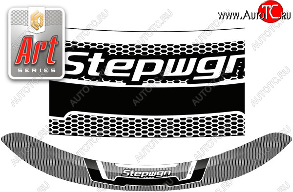 2 479 р. Дефлектор капота CA-Plastic  Honda StepWagon  5 RP1,RP2, RP3, RP4 (2015-2017) минивэн дорестайлинг (серия ART графит)  с доставкой в г. Кемерово