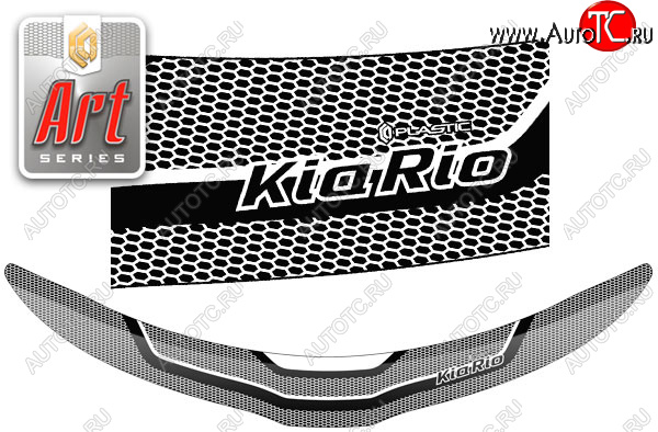 2 399 р. Дефлектор капота CA-Plastic  KIA Rio  3 QB (2011-2015) дорестайлинг седан (серия ART графит)  с доставкой в г. Кемерово
