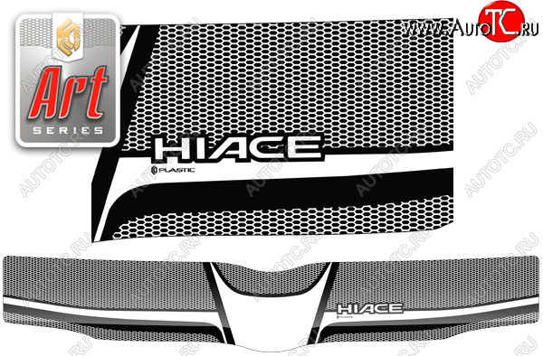 2 599 р. Дефлектор капота (правый руль) CA-Plastic  Toyota Hiace  H200 (2004-2017) минивэн (Япония) дорестайлинг , минивэн (Япония) 1-ый рестайлинг, минивэн (Япония) 2-ой рестайлинг, минивэн (Япония) 3-ий рестайлинг (серия ART белая)  с доставкой в г. Кемерово