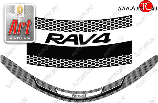 2 399 р. Дефлектор капота CA-Plastic  Toyota RAV4  XA40 (2015-2019) 5 дв. рестайлинг (Серия Art графит)  с доставкой в г. Кемерово